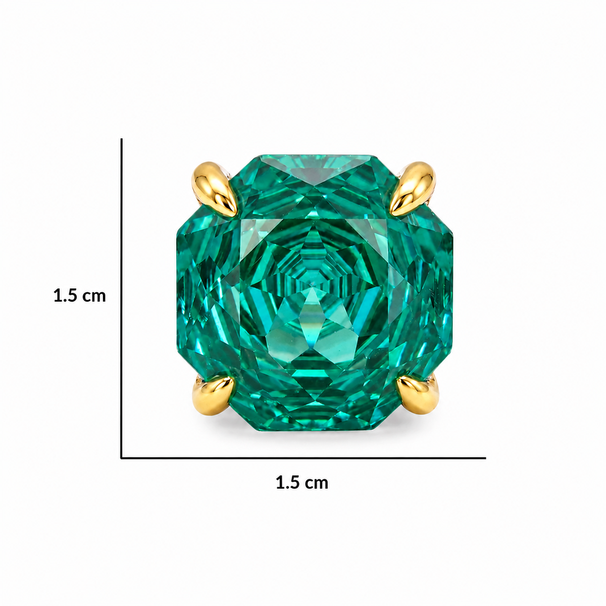 Canvas Crystal Emerald Cut Two-Tone Statement Cocktail Ring, Gold & Rhodium finish
