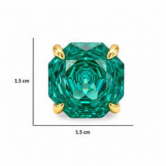 Canvas Crystal Emerald Cut Two-Tone Statement Cocktail Ring, Gold & Rhodium finish