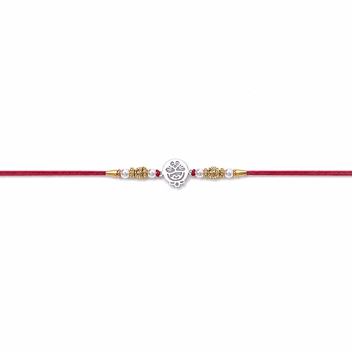 Paisley Charm 92.5 Silver Rakhi with Pearls
