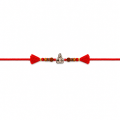 Traditional Ganesha Idol 92.5 Silver Rakhi with Mauli Thread