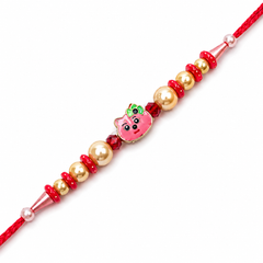 Pink Piggy Kids 92.5 Silver Rakhi with Golden Pearls