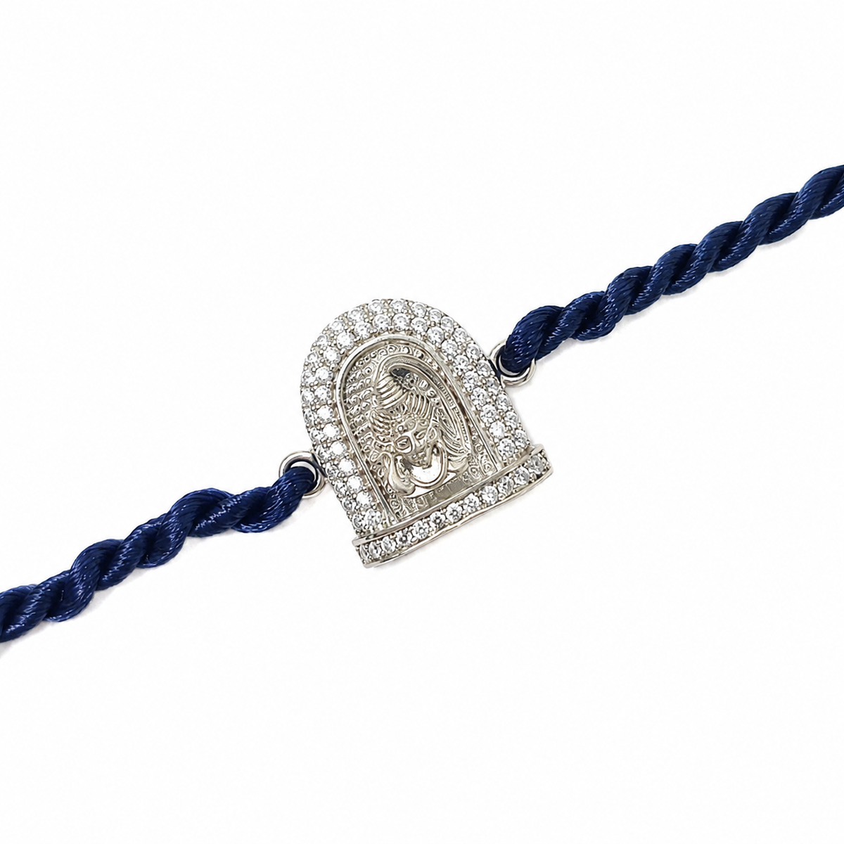 Shivji CZ Arch 92.5 Silver Rakhi on Navy Blue Cord