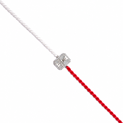 Mahadev CZ Tag 92.5 Silver Rakhi on Red & White Cord