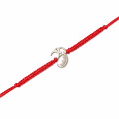 Om Crescent Charm 92.5 Silver Rakhi on Red Knotted Band