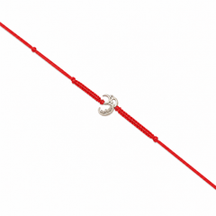 Om Crescent Charm 92.5 Silver Rakhi on Red Knotted Band