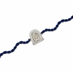Shivji CZ Arch 92.5 Silver Rakhi on Navy Blue Cord