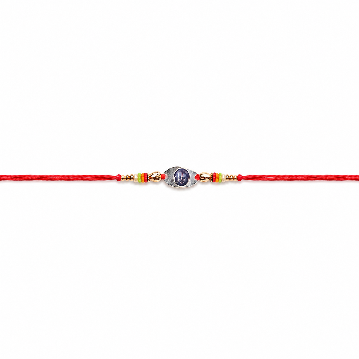 Shiva Portrait 92.5 Silver Rakhi with Multicolour Beads