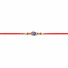 Shiva Portrait 92.5 Silver Rakhi with Multicolour Beads