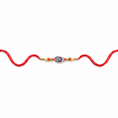 Shiva Portrait 92.5 Silver Rakhi with Multicolour Beads