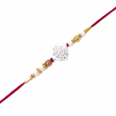 Paisley Charm 92.5 Silver Rakhi with Pearls