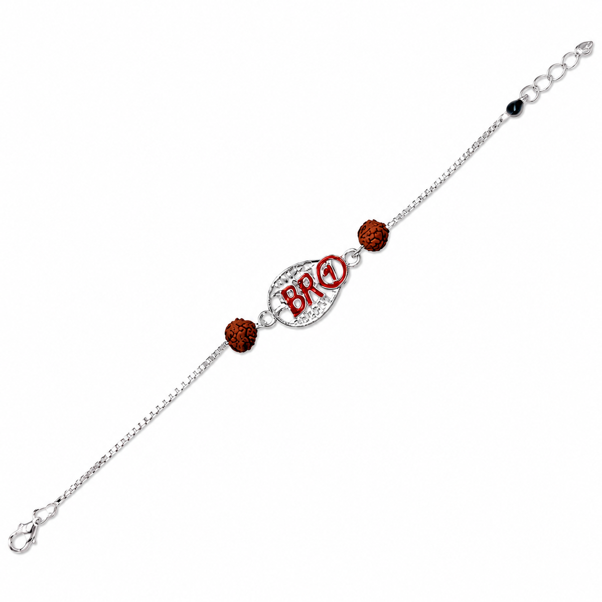 Bro No.1 Rudraksha 92.5 Silver Chain Rakhi