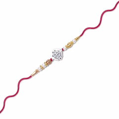 Paisley Charm 92.5 Silver Rakhi with Pearls