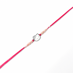 Kitty Charm Kids 92.5 Silver Rakhi with Peach Pearls