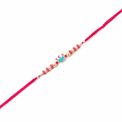 Turquoise Crown 92.5 Silver Rakhi with Pearls & Pink Crystals