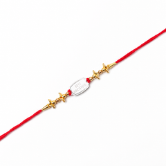 Best Brother Plaque 92.5 Silver Rakhi with Gold Trishul Beads