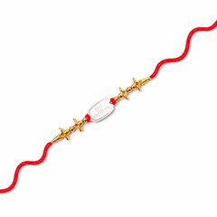 Best Brother Plaque 92.5 Silver Rakhi with Gold Trishul Beads