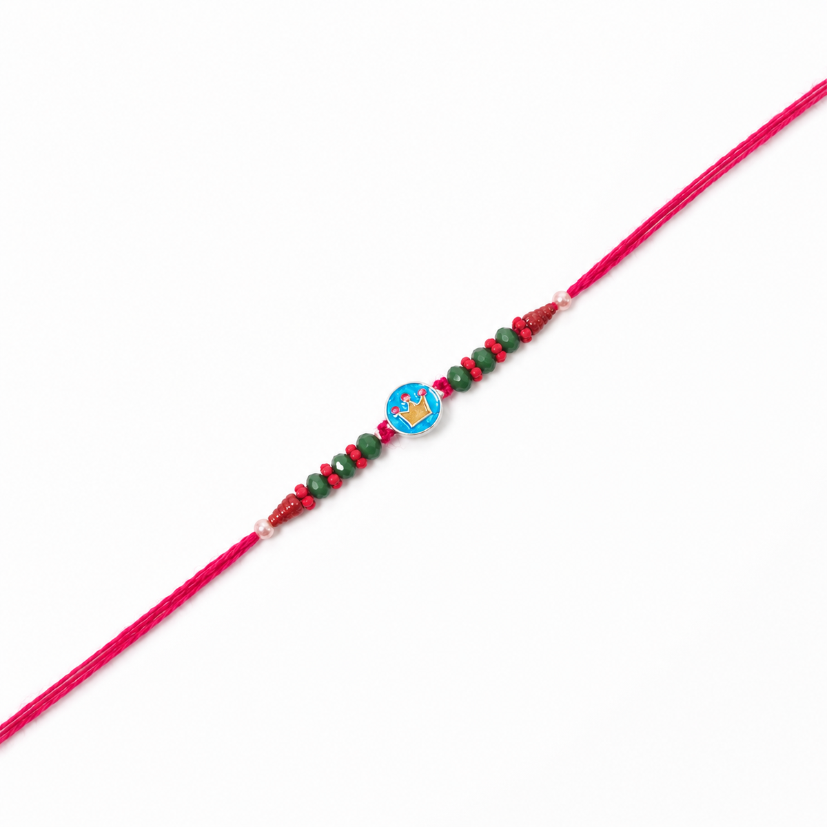 Blue Crown Disc Kids 92.5 Silver Rakhi with Crystal Beads