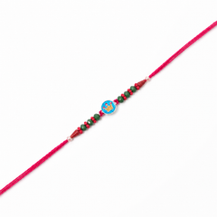 Blue Crown Disc Kids 92.5 Silver Rakhi with Crystal Beads