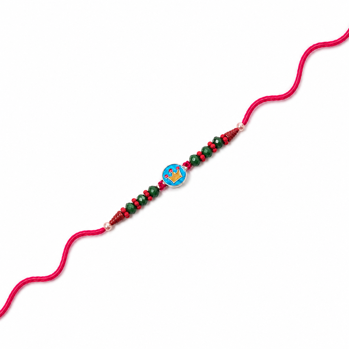 Blue Crown Disc Kids 92.5 Silver Rakhi with Crystal Beads