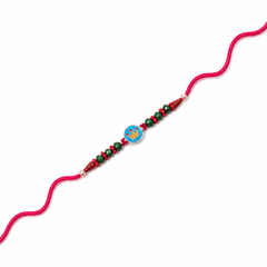 Blue Crown Disc Kids 92.5 Silver Rakhi with Crystal Beads