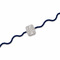 Mahadev Trishul AD Stone 92.5 Silver Rakhi with Navy Blue Cord