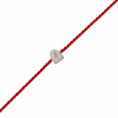 Stone-Studded Temple Charm 92.5 Silver Rakhi on Red Cord