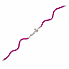 Peacock CZ Solitaire 92.5 Silver Rakhi on Magenta Cord