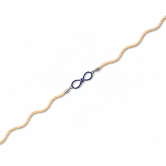 Blue Infinity CZ 92.5 Silver Rakhi on Cream Cord