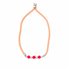 Red Crystal & Filigree 92.5 Silver Rakhi on Orange Cord