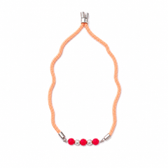 Red Crystal & Filigree 92.5 Silver Rakhi on Orange Cord