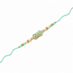 Peacock Feather Enamel 92.5 Silver Rakhi with Pearls