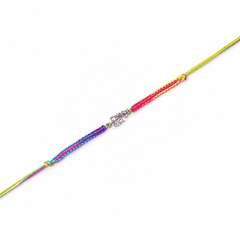 Trishul Charm Multicolour Braided 92.5 Silver Rakhi