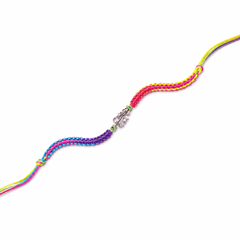 Trishul Charm Multicolour Braided 92.5 Silver Rakhi