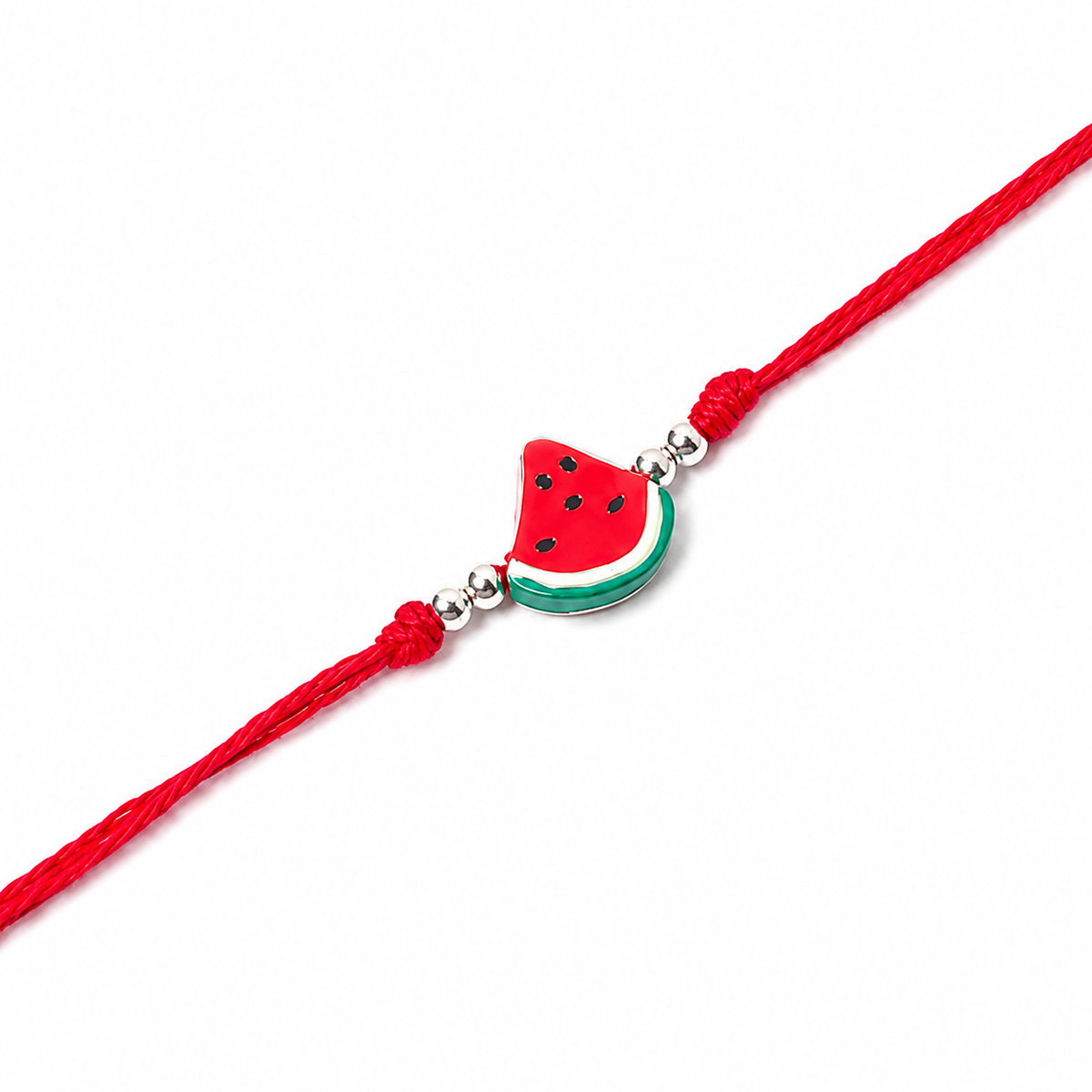 Watermelon Charm Kids 92.5 Silver Rakhi on Red Cord