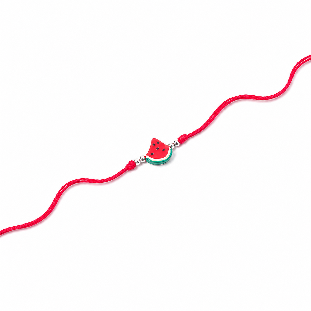 Watermelon Charm Kids 92.5 Silver Rakhi on Red Cord