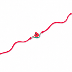 Watermelon Charm Kids 92.5 Silver Rakhi on Red Cord