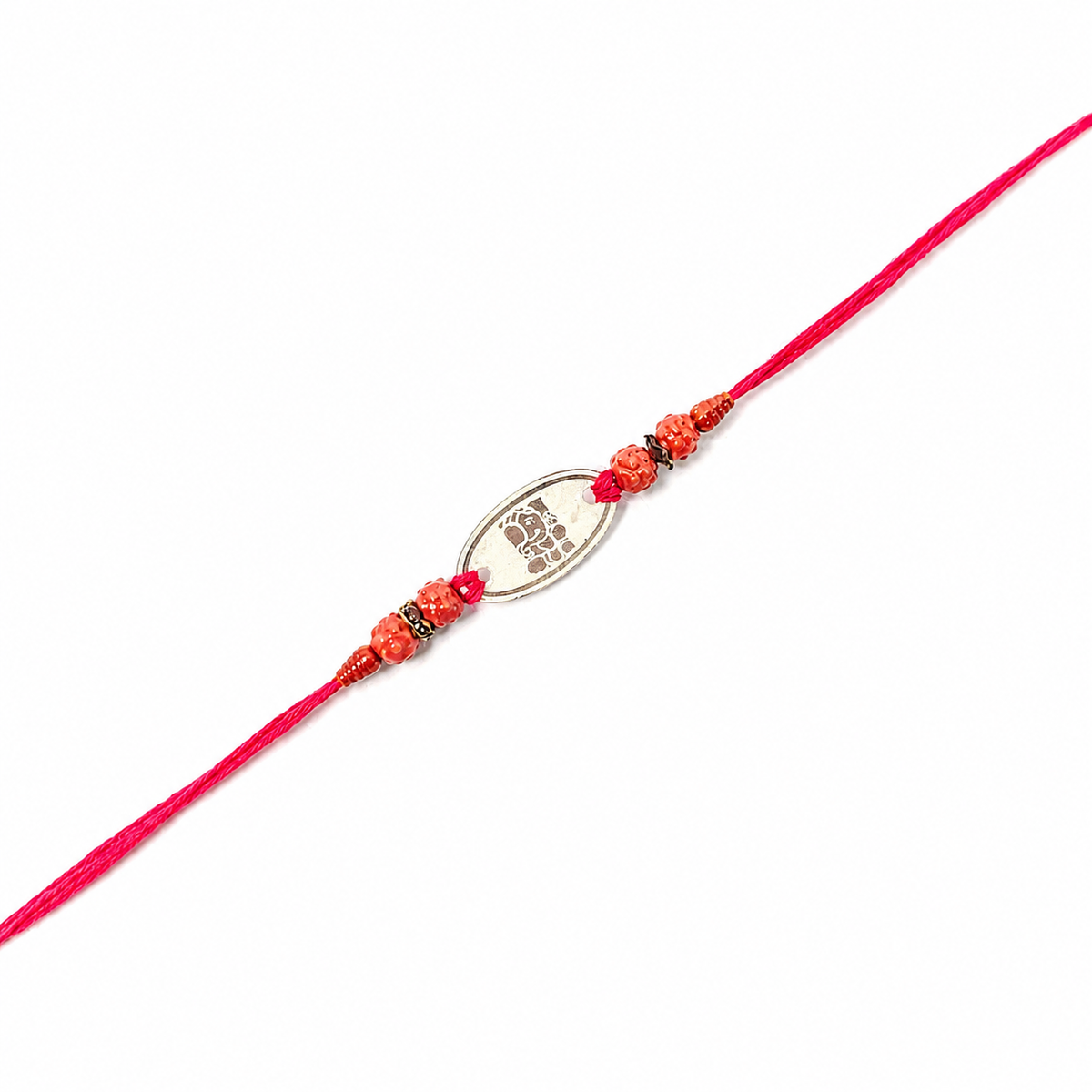 Rudraksha 92.5 Silver Rakhi with Oval Plate