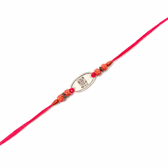 Rudraksha 92.5 Silver Rakhi with Oval Plate