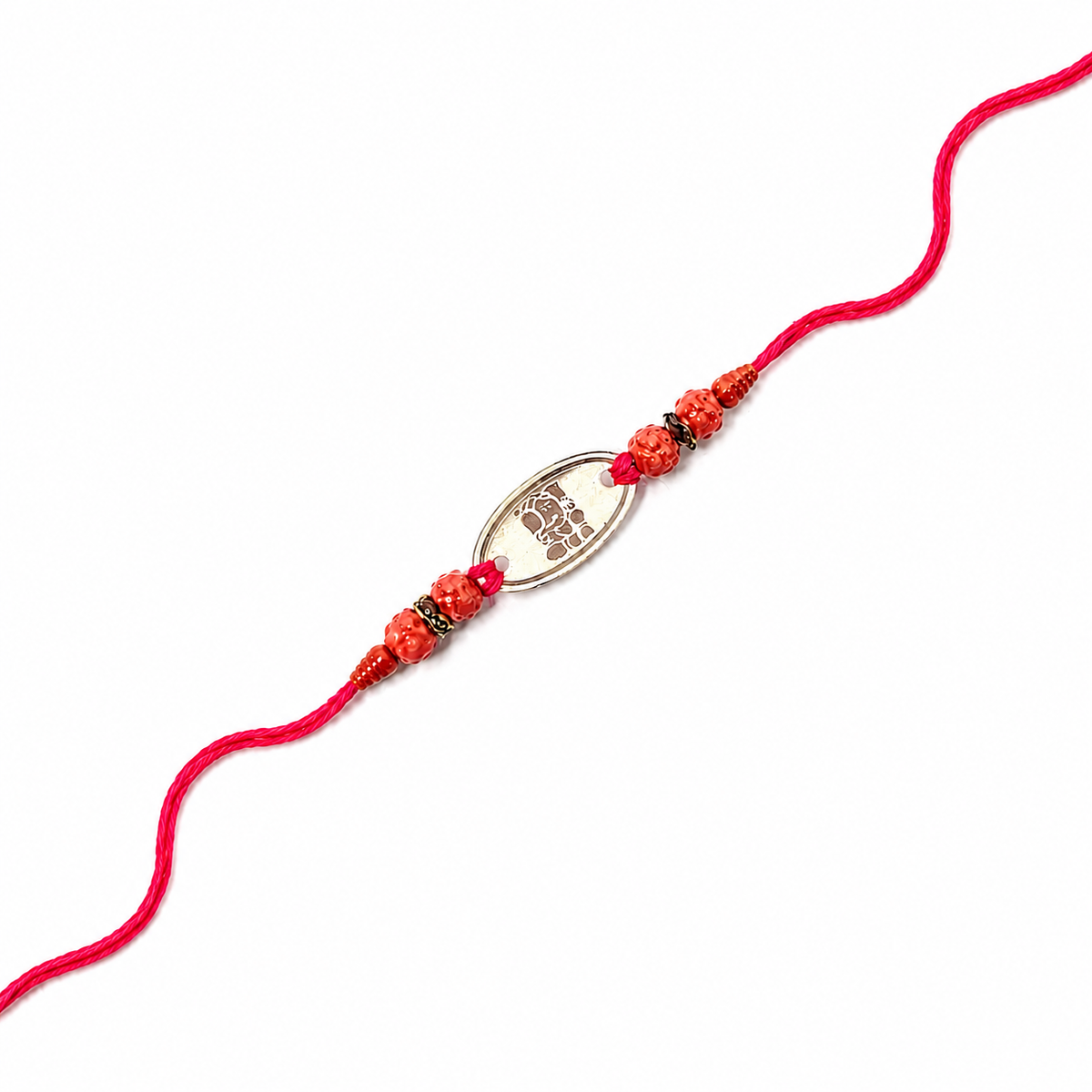 Rudraksha 92.5 Silver Rakhi with Oval Plate