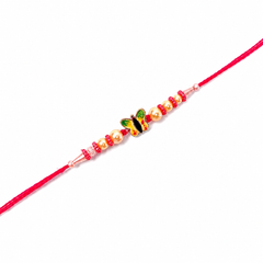 Butterfly Charm Kids 92.5 Silver Rakhi with Golden Pearls