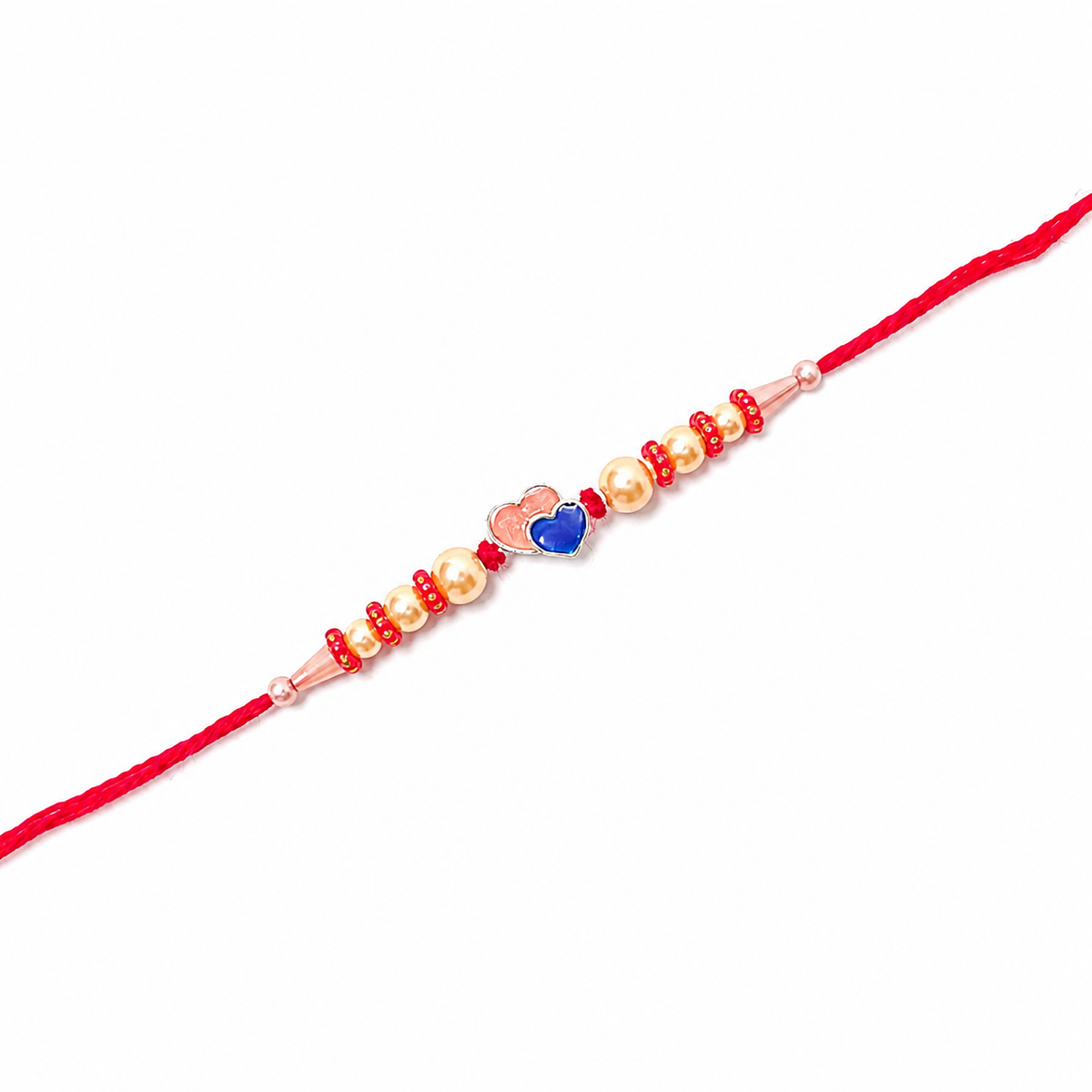 Twin Hearts Kids 92.5 Silver Rakhi with Golden Pearls