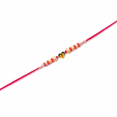 Colourful Heart 92.5 Silver Rakhi with Golden Pearls