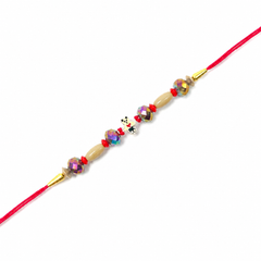 Amber Crystal Bead 92.5 Silver Rakhi on Red Thread