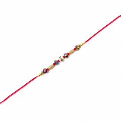 Amber Crystal Bead 92.5 Silver Rakhi on Red Thread