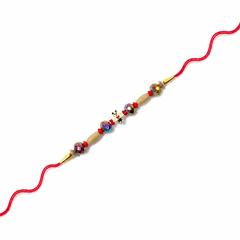 Amber Crystal Bead 92.5 Silver Rakhi on Red Thread