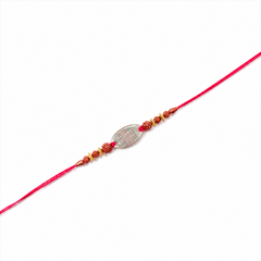 Rudraksha 92.5 Silver Rakhi with Engraved Oval