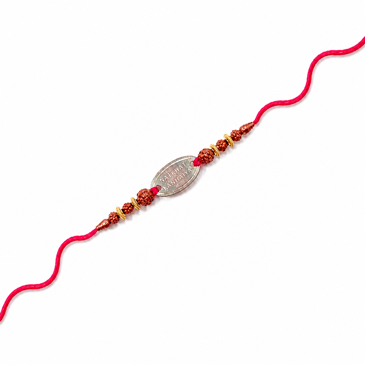 Rudraksha 92.5 Silver Rakhi with Engraved Oval