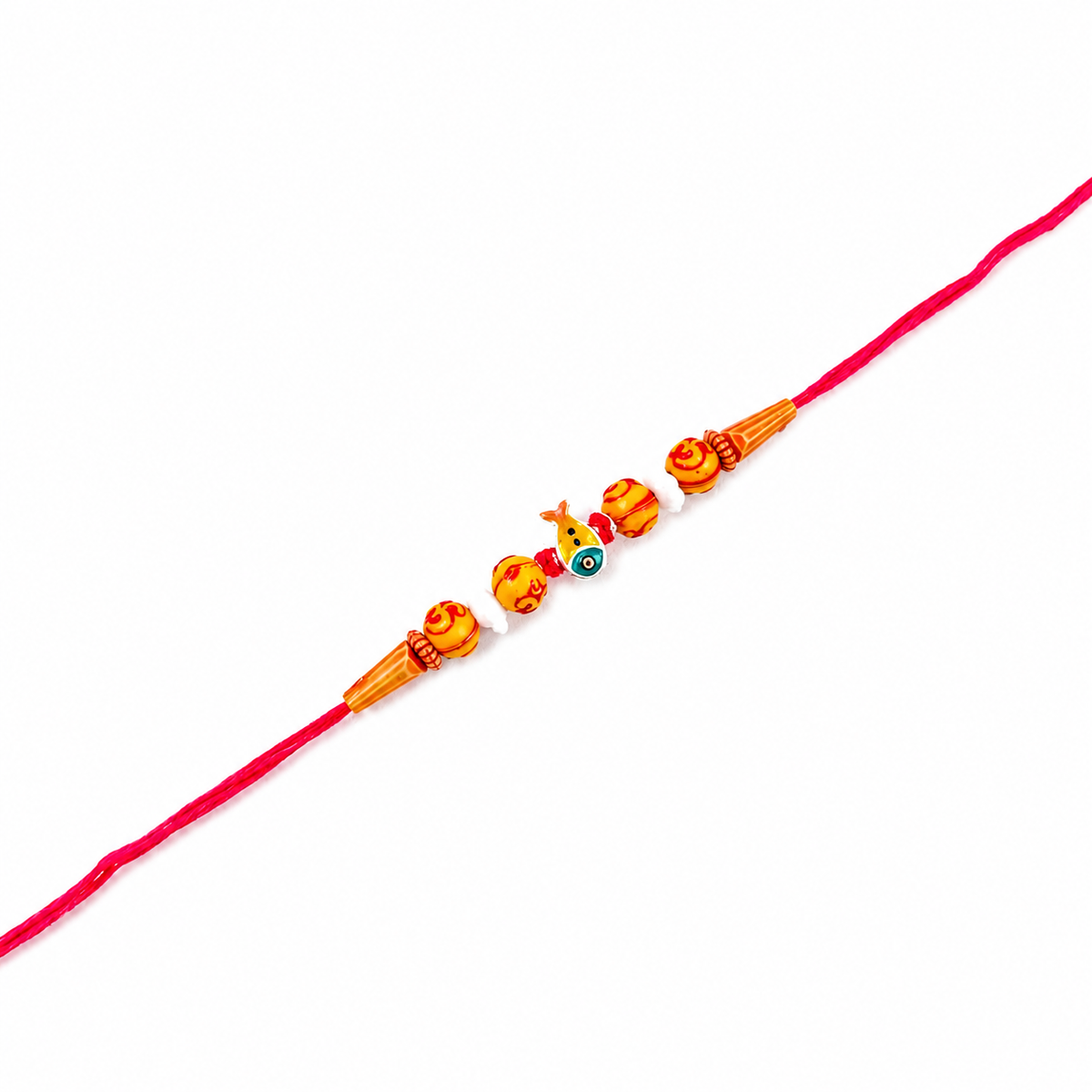 Delicate Amber Bead 92.5 Silver Rakhi on Red Thread