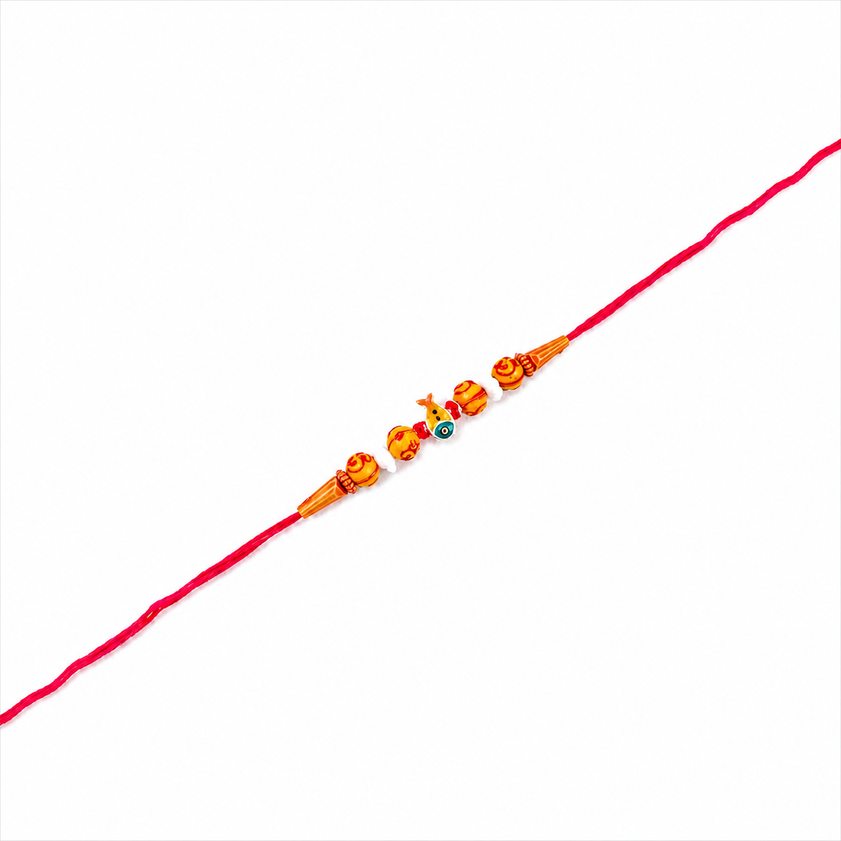 Delicate Amber Bead 92.5 Silver Rakhi on Red Thread