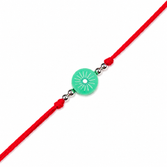 Kiwi Slice Charm Kids 92.5 Silver Rakhi on Red Cord